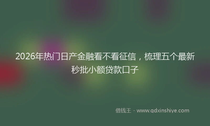 2026年热门日产金融看不看征信，梳理五个最新秒批小额贷款口子