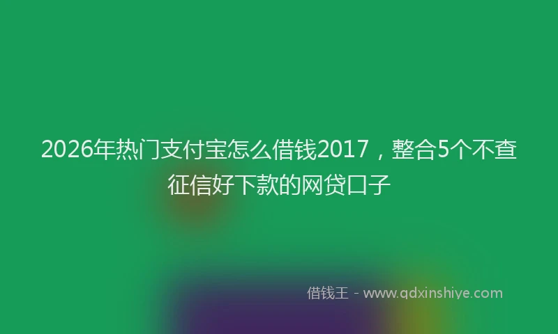 2026年热门支付宝怎么借钱2017,整合5个不查征信好下款的网贷口子