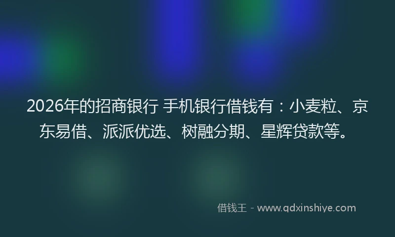 2026年的招商银行 手机银行借钱有：小麦粒、京东易借、派派优选、树融分期、星辉贷款等。