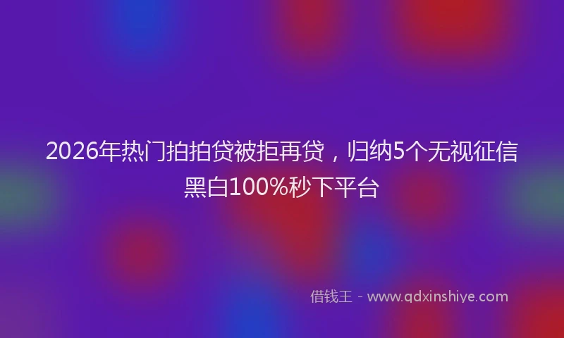 2026年热门拍拍贷被拒再贷，归纳5个无视征信黑白100%秒下平台