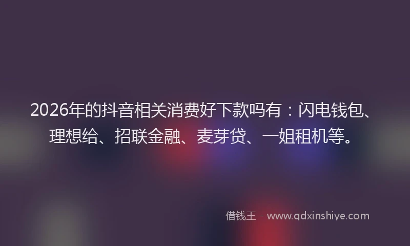 2026年的抖音相关消费好下款吗有：闪电钱包、理想给、招联金融、麦芽贷、一姐租机等。