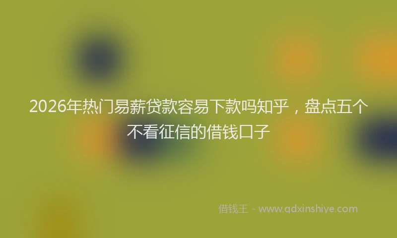 2026年热门易薪贷款容易下款吗知乎，盘点五个不看征信的借钱口子