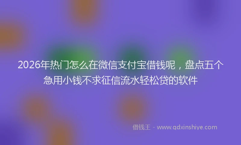 2026年热门怎么在微信支付宝借钱呢，盘点五个急用小钱不求征信流水轻松贷的软件