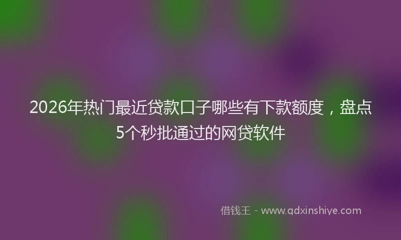 2026年热门最近贷款口子哪些有下款额度，盘点5个秒批通过的网贷软件