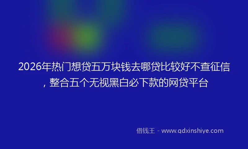 2026年热门想贷五万块钱去哪贷比较好不查征信，整合五个无视黑白必下款的网贷平台