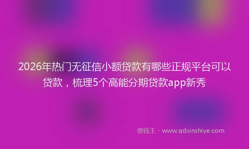 2026年热门无征信小额贷款有哪些正规平台可以贷款，梳理5个高能分期贷款app新秀