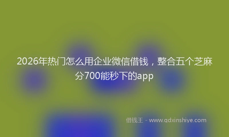 2026年热门怎么用企业微信借钱，整合五个芝麻分700能秒下的app