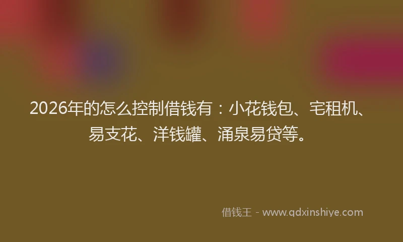 2026年的怎么控制借钱有:小花钱包、宅租机、易支花、洋钱罐、涌泉易贷等。