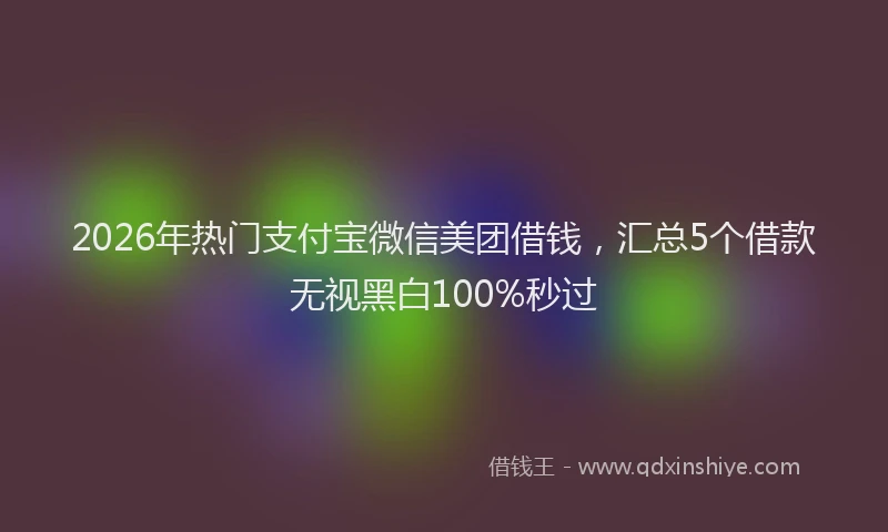2026年热门支付宝微信美团借钱，汇总5个借款无视黑白100%秒过