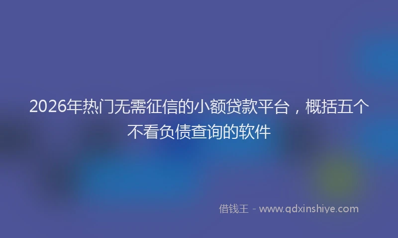 2026年热门无需征信的小额贷款平台，概括五个不看负债查询的软件