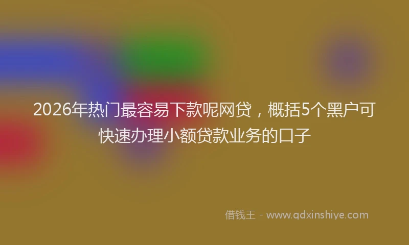 2026年热门最容易下款呢网贷，概括5个黑户可快速办理小额贷款业务的口子