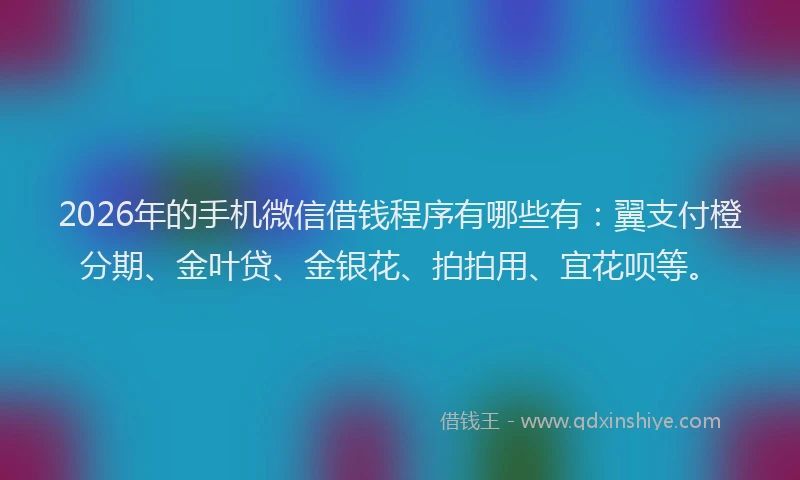 2026年的手机微信借钱程序有哪些有：翼支付橙分期、金叶贷、金银花、拍拍用、宜花呗等。
