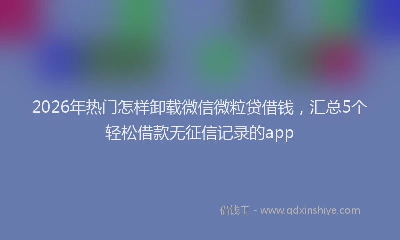 2026年热门怎样卸载微信微粒贷借钱，汇总5个轻松借款无征信记录的app
