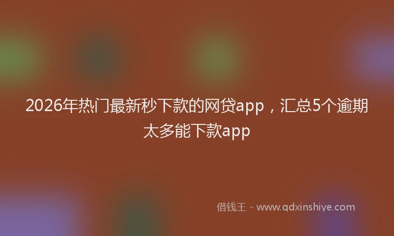 2026年热门最新秒下款的网贷app，汇总5个逾期太多能下款app
