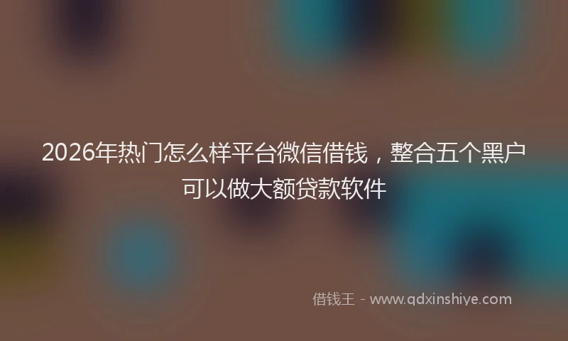 2026年热门怎么样平台微信借钱,整合五个黑户可以做大额贷款软件