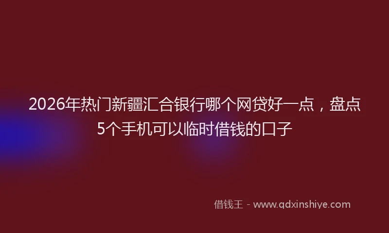 2026年热门新疆汇合银行哪个网贷好一点，盘点5个手机可以临时借钱的口子