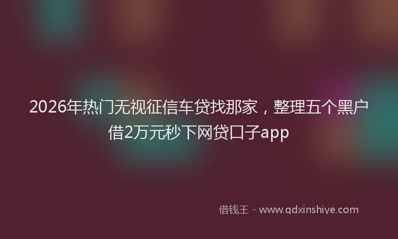 2026年热门无视征信车贷找那家，整理五个黑户借2万元秒下网贷口子app