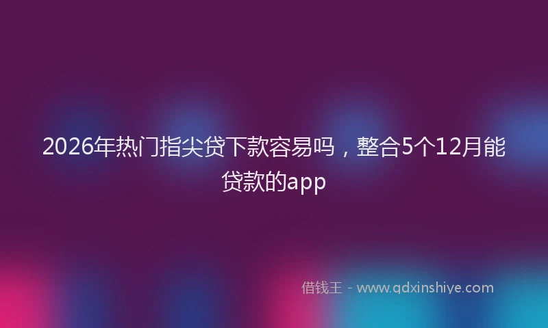 2026年热门指尖贷下款容易吗，整合5个12月能贷款的app