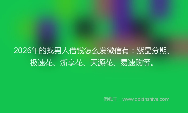 2026年的找男人借钱怎么发微信有：紫晶分期、极速花、浙享花、天源花、易速购等。