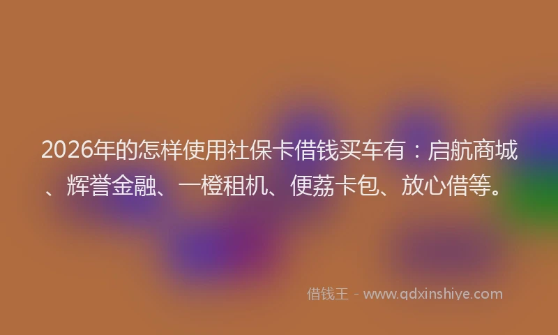 2026年的怎样使用社保卡借钱买车有：启航商城、辉誉金融、一橙租机、便荔卡包、放心借等。