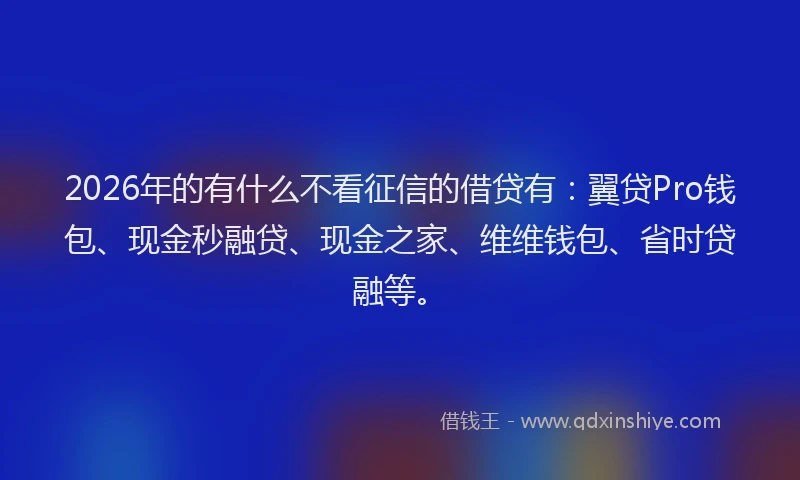 2026年的有什么不看征信的借贷有：翼贷Pro钱包、现金秒融贷、现金之家、维维钱包、省时贷融等。