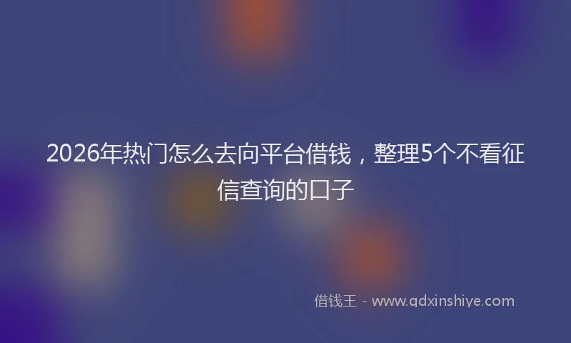 2026年热门怎么去向平台借钱，整理5个不看征信查询的口子