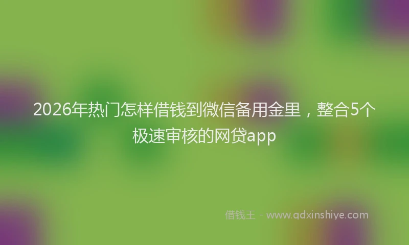2026年热门怎样借钱到微信备用金里，整合5个极速审核的网贷app