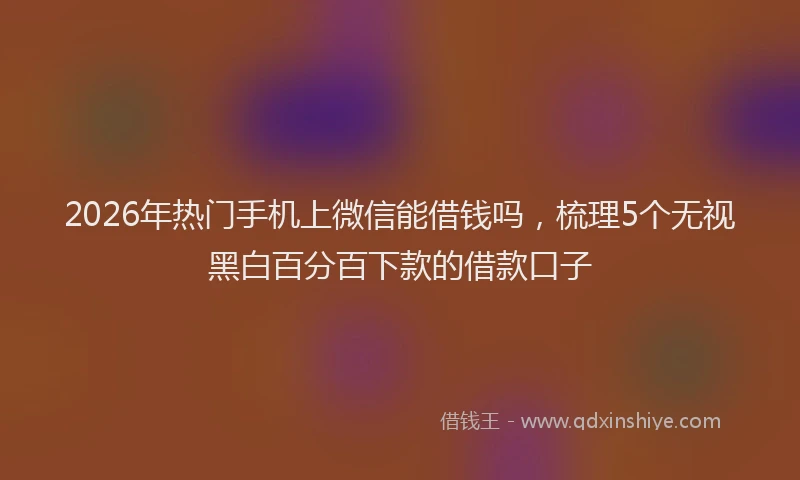 2026年热门手机上微信能借钱吗，梳理5个无视黑白百分百下款的借款口子
