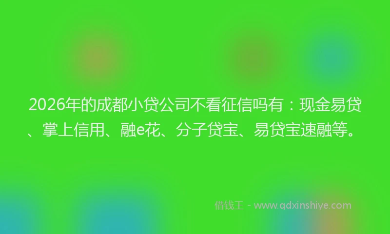 2026年的成都小贷公司不看征信吗有：现金易贷、掌上信用、融e花、分子贷宝、易贷宝速融等。
