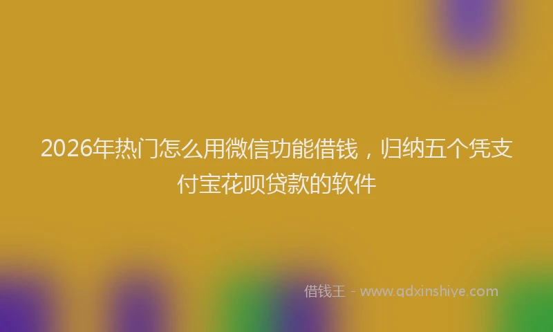 2026年热门怎么用微信功能借钱，归纳五个凭支付宝花呗贷款的软件