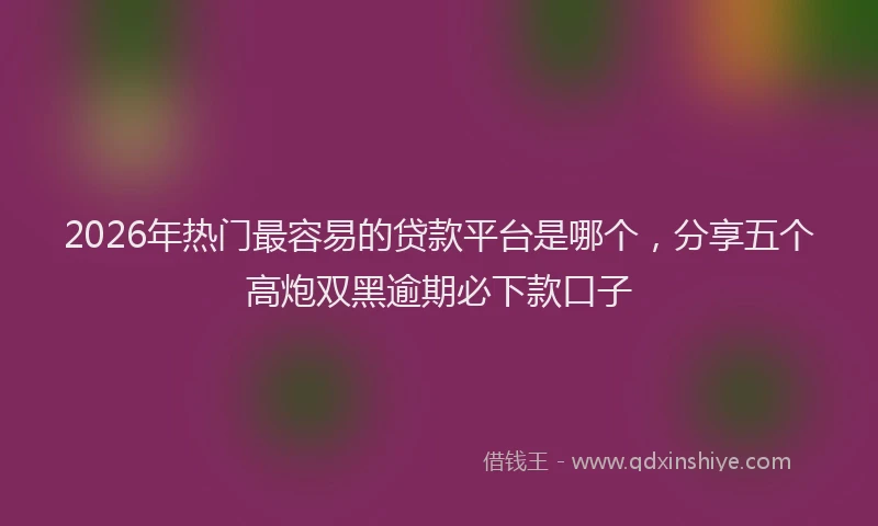 2026年热门最容易的贷款平台是哪个，分享五个高炮双黑逾期必下款口子
