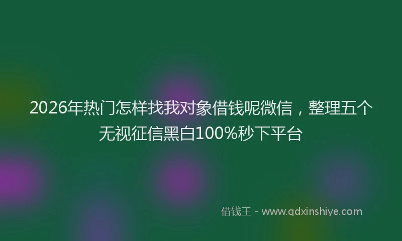 2026年热门怎样找我对象借钱呢微信，整理五个无视征信黑白100%秒下平台