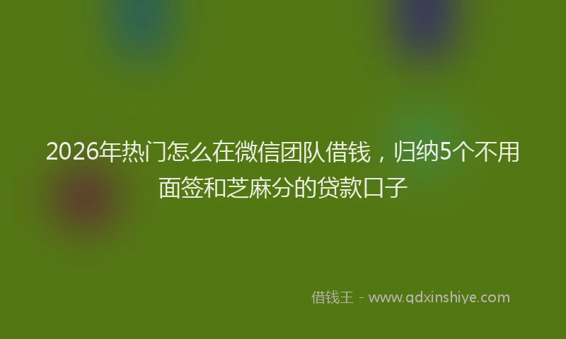 2026年热门怎么在微信团队借钱，归纳5个不用面签和芝麻分的贷款口子