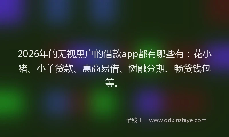 2026年的无视黑户的借款app都有哪些有：花小猪、小羊贷款、惠商易借、树融分期、畅贷钱包等。