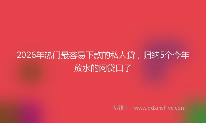2026年热门最容易下款的私人贷，归纳5个今年放水的网贷口子