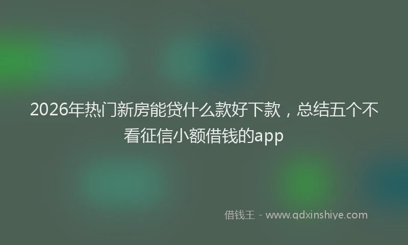 2026年热门新房能贷什么款好下款，总结五个不看征信小额借钱的app