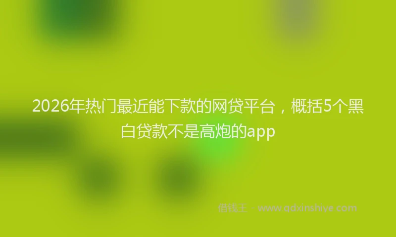 2026年热门最近能下款的网贷平台，概括5个黑白贷款不是高炮的app
