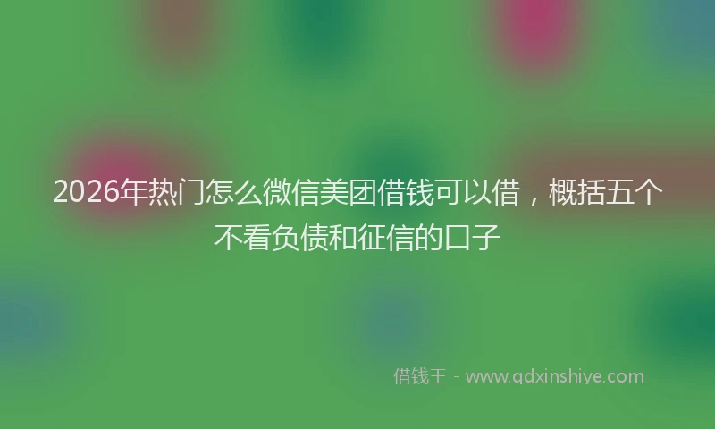 2026年热门怎么微信美团借钱可以借，概括五个不看负债和征信的口子