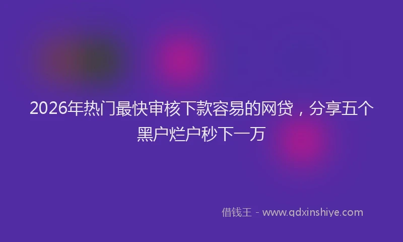 2026年热门最快审核下款容易的网贷，分享五个黑户烂户秒下一万