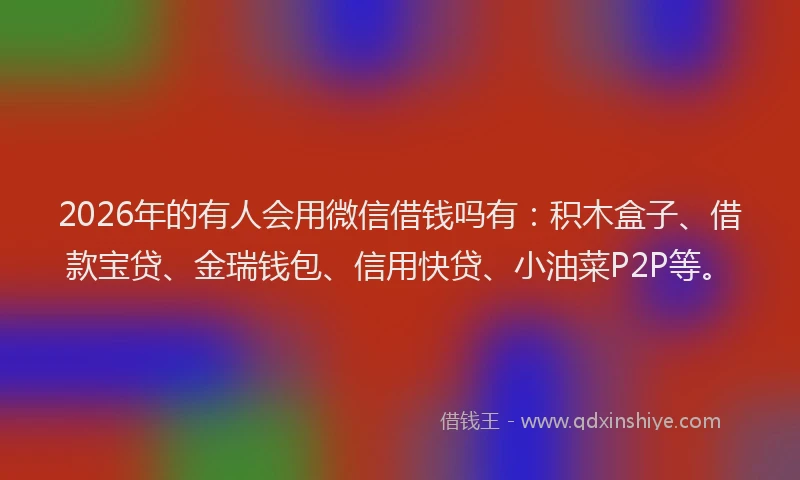 2026年的有人会用微信借钱吗有：积木盒子、借款宝贷、金瑞钱包、信用快贷、小油菜P2P等。