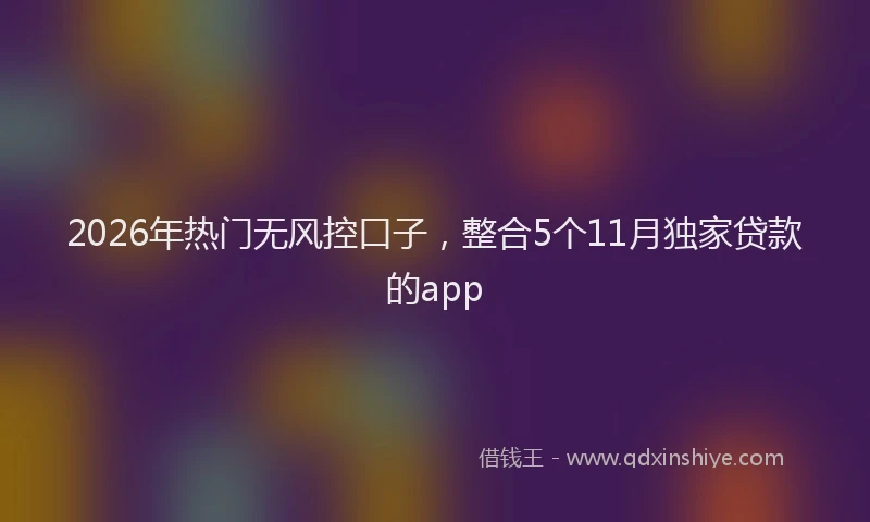 2026年热门无风控口子，整合5个11月独家贷款的app