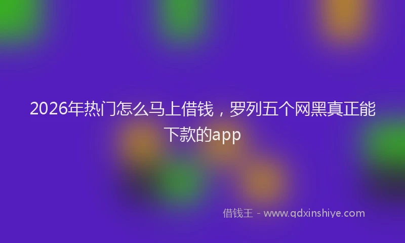 2026年热门怎么马上借钱，罗列五个网黑真正能下款的app