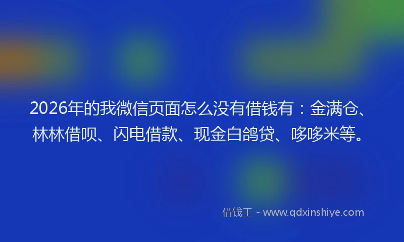 2026年的我微信页面怎么没有借钱有：金满仓、林林借呗、闪电借款、现金白鸽贷、哆哆米等。