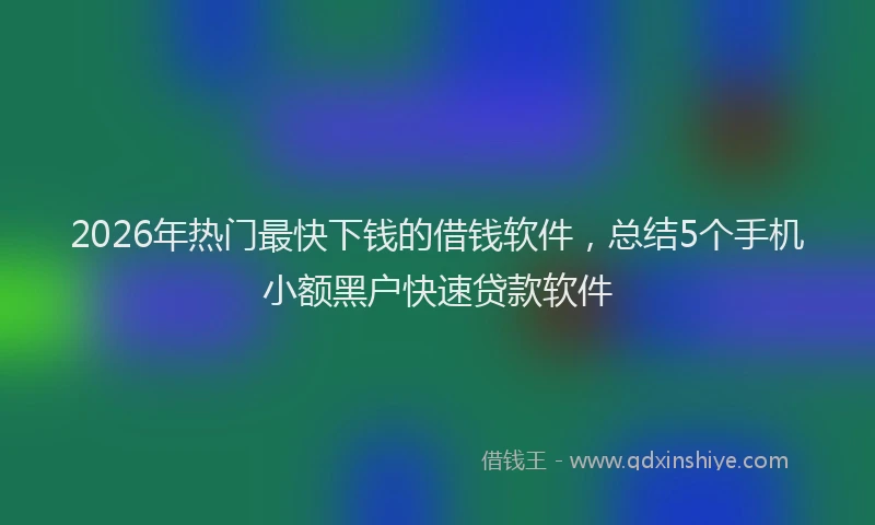 2026年热门最快下钱的借钱软件，总结5个手机小额黑户快速贷款软件
