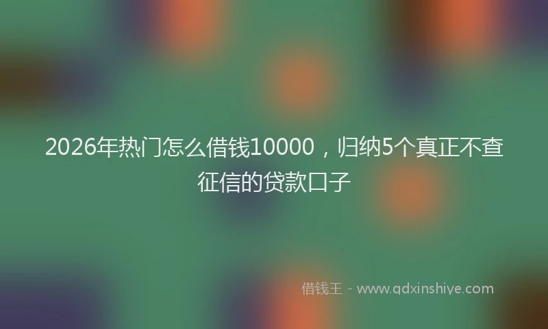 2026年热门怎么借钱10000，归纳5个真正不查征信的贷款口子