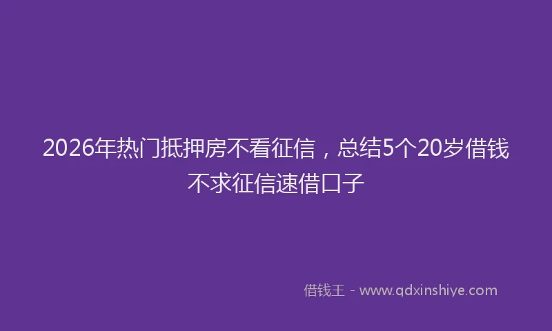 2026年热门抵押房不看征信，总结5个20岁借钱不求征信速借口子