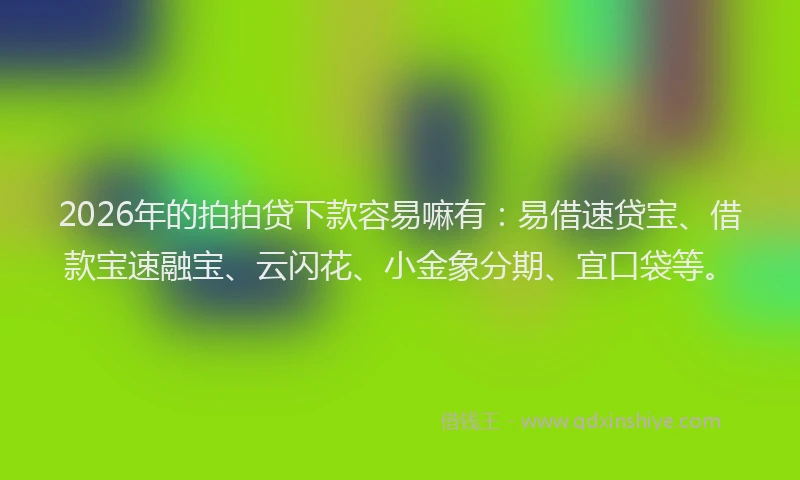 2026年的拍拍贷下款容易嘛有：易借速贷宝、借款宝速融宝、云闪花、小金象分期、宜口袋等。
