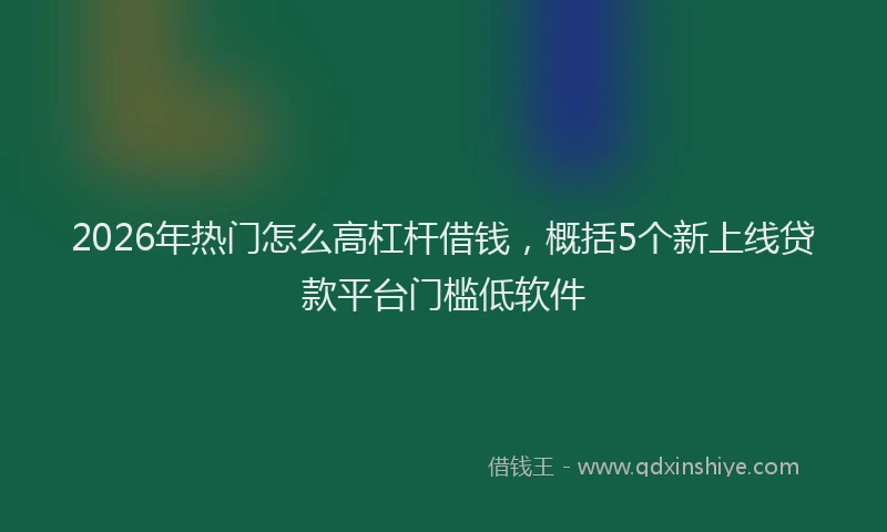 2026年热门怎么高杠杆借钱，概括5个新上线贷款平台门槛低软件