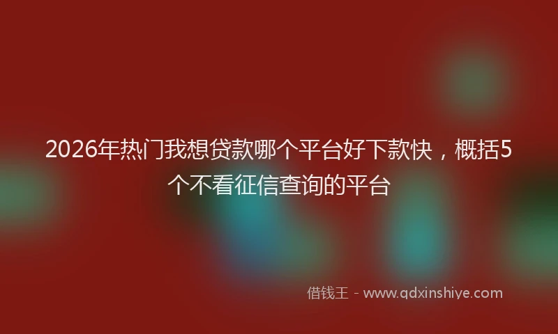 2026年热门我想贷款哪个平台好下款快，概括5个不看征信查询的平台