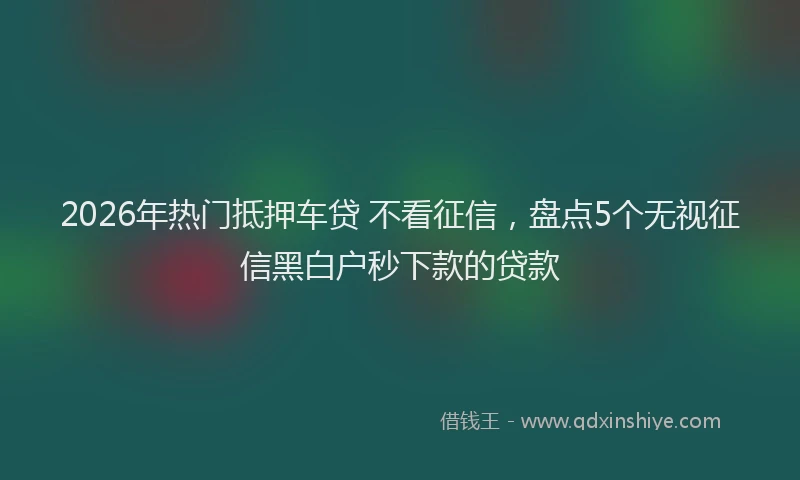 2026年热门抵押车贷 不看征信,盘点5个无视征信黑白户秒下款的贷款